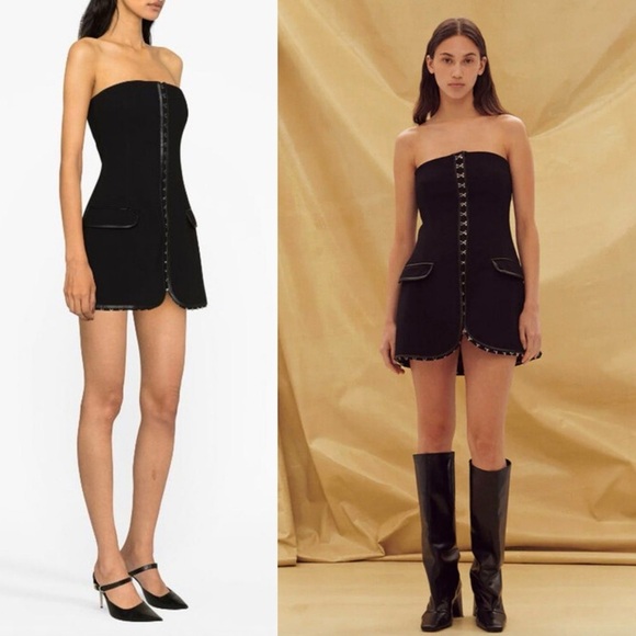 Paris Georgia- Shana Mini Dress Black Strapless Size Medium LDB Designer - Picture 1 of 9
